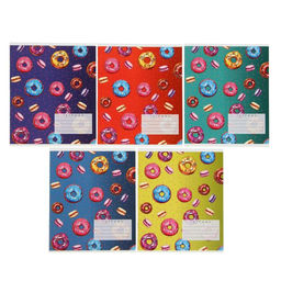 Цена за 20 шт. Тетрадь 18 листов в клетку Calligrata «Пончики», обложка мелованный картон, блок офсет, белизна 95%, МИКС