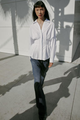 POPLIN SHIRT WITH PLEATS