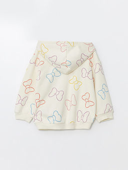 Kap??onlu Uzun Kollu Minnie Mouse Bask?l? K?z Bebek Fermuarl? Sweatshirt - Waikiki фото 3
