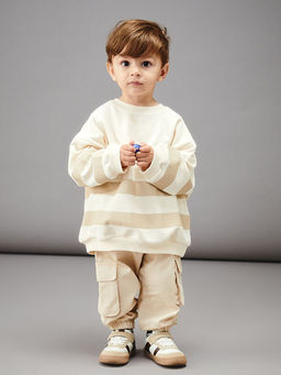 Bisiklet Yaka Bask?l? Erkek Bebek Sweatshirt ve Pantolon 2li