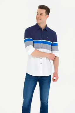 Мужская темно-синяя рубашка с длинным рукавом - U.s. polo assn фото 9