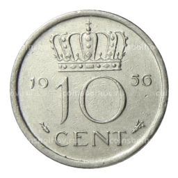 Монета 10 центов 1956 года Нидерланды