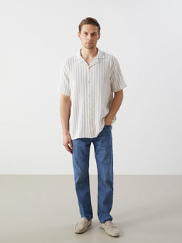 Regular Fit K?sa Kollu ?izgili Erkek G?mlek