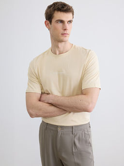 Bisiklet Yaka Yaz? Bask?l? Penye Erkek Ti??rt