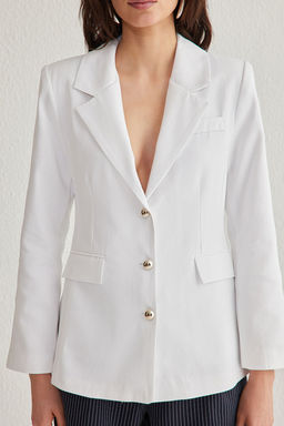 TRENDYOLMILLA Lacivert Fitted Gabardin Dugme Detayl? Dokuma Blazer Ceket TWOSS25BC00006 фото 3