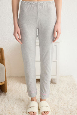 Trendyolmilla Siyah Pamuklu Yaka Kuzu Bask?l? Dar Kal?p Orme Pijama Tak?m? THMAW22PT0704 фото 5