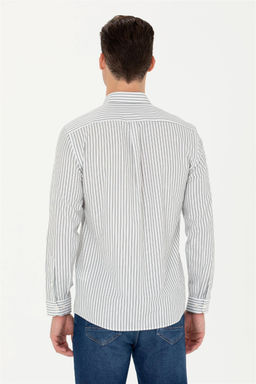 U. S. Polo Assn Мужская белая рубашка в полоску цвета экрю - U.s. polo assn фото 12