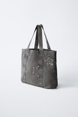 SHOPPER DENIM ESTRELLAS / Negro - Zara фото 2