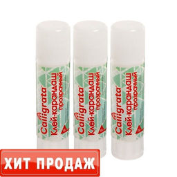 Клей-карандаш 15 грамм PVA прозрачный, набор 3 шт, усиленная формула