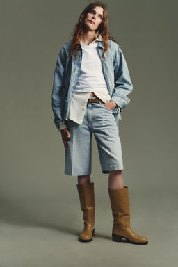 LEATHER TOPSTITCHED BOOTS - Zara фото 8