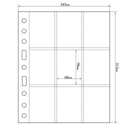 Лист на 9 ячеек 68х98 мм формат Grande 3/3С Прозрачные LEUCHTTURM 323456
