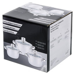 Набор нерж.ст. (кастрюли 1,9л, 2,9л, 3,9л) стекл.крыш. нерж/ручки индукция эконом SD-A17-6 (355350) - Daniks фото 7