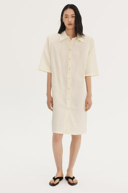 VESTIDO CAMISERO HOMBRERAS CON LINO WILLY CHAVARRIA X ZARA / Crudo