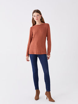 Bisiklet Yaka D?z Uzun Kollu Kad?n Ti??rt