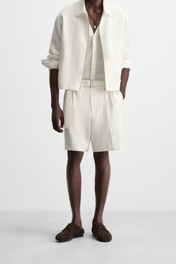 100% LINEN BERMUDA SHORTS WITH BELT - Zara фото 12