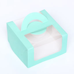 Коробка под бенто - торт с окном, мятный, 14×14×8 см