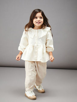 Bebe Yaka K?z Bebek Bluz ve Pantolon 2li Tak?m