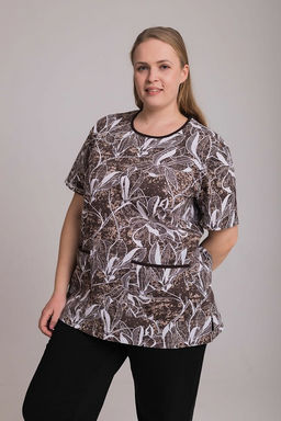 Футболка М30081Вкб коричневый/белый - Елена фото 2