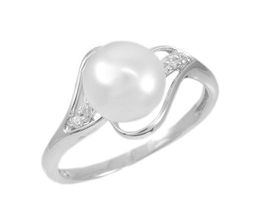 Кольцо из серебра жемчуг, км046