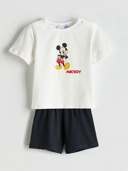 Mickey Mouse Bask?l? Erkek Bebek Ti??rt ve ?ort 2li