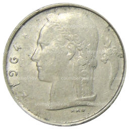 Монета 1 франк 1964 года Бельгия Надпись на фламандском (BELGIE)