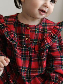 Bisiklet Yaka Uzun Kollu Ekose Desenli K?z Bebek Bluz ve Tayt 2li Tak?m - Waikiki фото 3