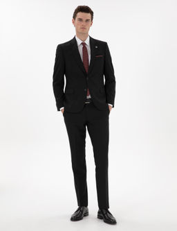 Siyah Slim Fit Tak_m Elbise