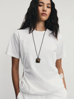 Футболка из хлопка с вырезами по бокам / Zarina  фото 9