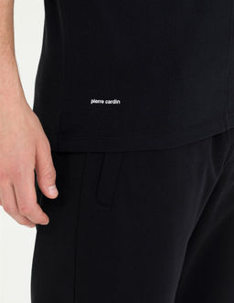 Siyah Regular Fit Bisiklet Yaka Ti__rt