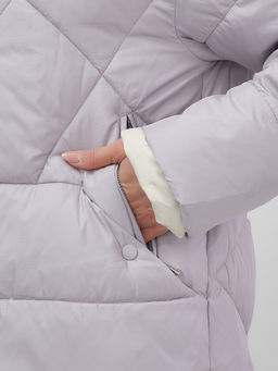 Куртка женская зимняя с капюшоном большого размера фиолетового цвета 1170F - Mtforce фото 5