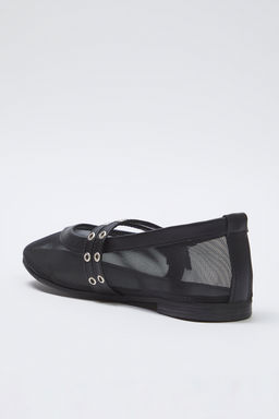 Trendyol Shoes Siyah File Detayl? Kusgozu Kemer Tokal? Mary Jane Kad?n Babet TAKSS25BE00046 - Trendyolmilla фото 12