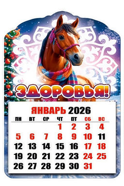 Магнит - календарь отрывной 6,5*10см "Лошадка. Здоровья!"