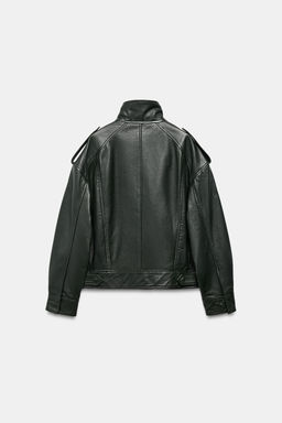 ZW COLLECTION LIMITED EDITION LEATHER BOMBER JACKET - Zara фото 7