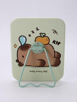 Зеркало настольное "Capybara is happy one", зеленое, 12*15,6 см