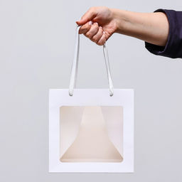 Пакет подарочный, крафт, с окном, Белый, 20?20?20 см