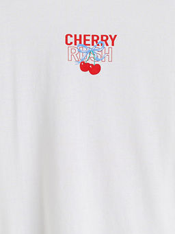 Bisiklet Yaka Bask?l? K?z ?ocuk Ti??rt