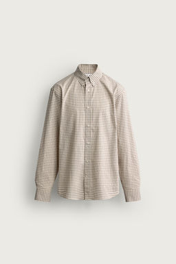 CAMISA REGULAR FIT CUADROS / Crudo / Negro - Zara фото 5