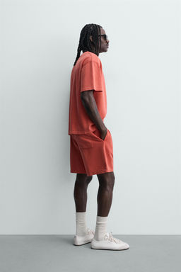 BERMUDA RELAXED FIT ALGOD?N - LINO / Rayas marrones - Zara фото 5