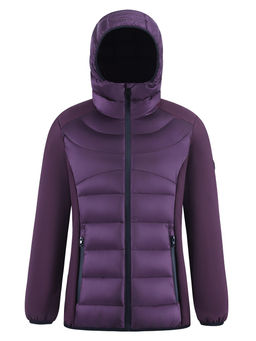 Куртка женская гибридная стёганая с капюшоном с графеновой подкладкой темно-фиолетового цвета 9626_1TF