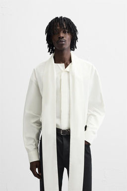 RELAXED FIT TIE-NECK SHIRT - Zara фото 2