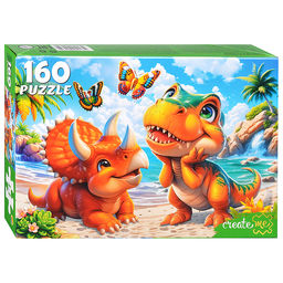 Пазлы 160 "Динозавры на пляже"