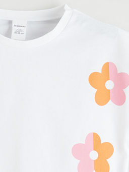 Bisiklet Yaka ?i?ekli K?z ?ocuk Ti??rt ve ?ort