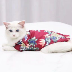 Рубашка для собак и кошек малых и средних пород "СТИЛЬНЫЙ БРО", цвет красный, принт ананасы с цветами, размер S