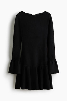 Vestido de volantes en punto acanalado