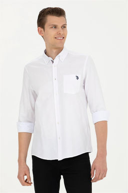 Мужская белая рубашка с длинным рукавом