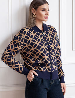 VILATTE / Бомбер двуслойной жаккардовой вязки с кашемиром