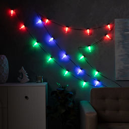 Умная гирлянда Нить 6 м с насадками Лампочки, IP20, тёмная нить, 20 LED, свечение RGB, USB - Luazon lighting фото 5