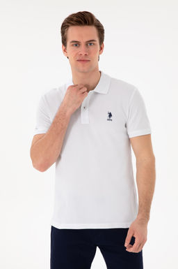 Erkek Slim Fit Polo Yaka Beyaz Basic Ti__rt Sepette S_rpriz _ndirim