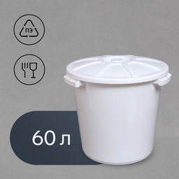 Бак пищевой, 60 л, пластиковый, с крышкой, МИКС