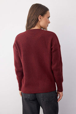 Wardrobe Essentials Bordo Yunlu Premium Iplik Basic Genis Kal?p Triko Kazak | TWOAW26KZ00065